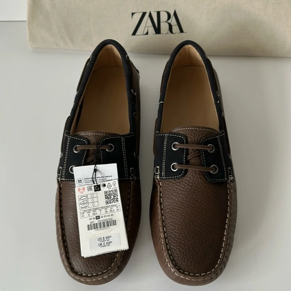 Zara Men's Brown and Black Loafers